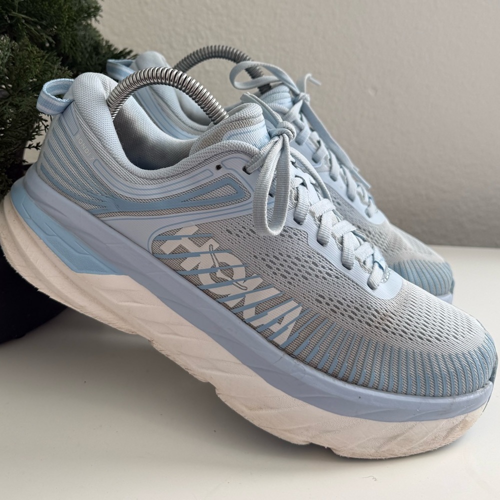 Hoka women size 8.5 bondi 7 Pale Blue Cushioned Running Shoes
